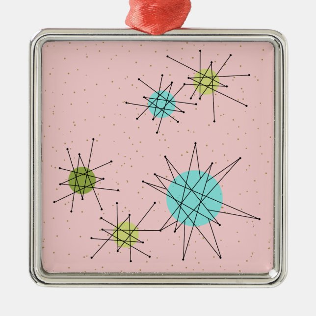 Pink Iconic Atomic Starbursts Christmas Ornament (Front)