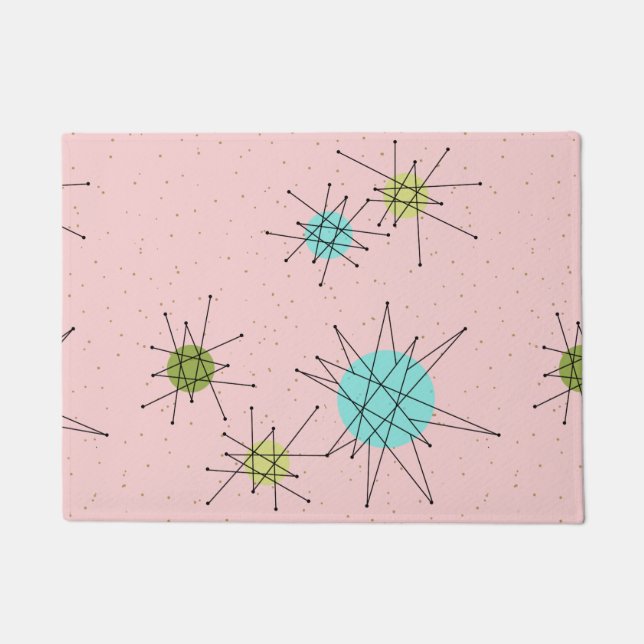 Pink Iconic Atomic Starbursts Door Mat (Front)