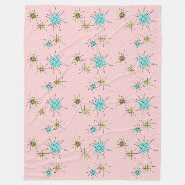 Pink Iconic Atomic Starbursts Fleece Blanket (Front)