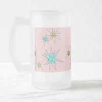 Pink Iconic Atomic Starbursts Frosted Glass Mug