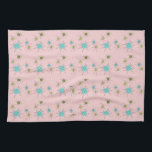 Pink Iconic Atomic Starbursts Kitchen Towel<br><div class="desc">This Pink Iconic Atomic Starbursts Kitchen Towel pattern features iconic atomic starbursts. That’s right! The old school, First Lady Pink coloured background with gold speckles is the perfect backdrop for the vibrant turquoise, soothing celery, and kitschy pear green coloured circles. The spots of colour are sporadically placed in various sizes...</div>