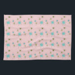 Pink Iconic Atomic Starbursts Kitchen Towel<br><div class="desc">This Pink Iconic Atomic Starbursts Kitchen Towel pattern features iconic atomic starbursts. That’s right! The old school, First Lady Pink coloured background with gold speckles is the perfect backdrop for the vibrant turquoise, soothing celery, and kitschy pear green coloured circles. The spots of colour are sporadically placed in various sizes...</div>