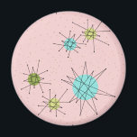 Pink Iconic Atomic Starbursts Magnet<br><div class="desc">This Pink Iconic Atomic Starbursts Magnet pattern features iconic atomic starbursts. That’s right! The old school, First Lady Pink coloured background with gold speckles is the perfect backdrop for the vibrant turquoise, soothing celery, and kitschy pear green coloured circles. The spots of colour are sporadically placed in various sizes with...</div>