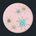 Pink Iconic Atomic Starbursts Magnet<br><div class="desc">This Pink Iconic Atomic Starbursts Magnet pattern features iconic atomic starbursts. That’s right! The old school, First Lady Pink coloured background with gold speckles is the perfect backdrop for the vibrant turquoise, soothing celery, and kitschy pear green coloured circles. The spots of colour are sporadically placed in various sizes with...</div>