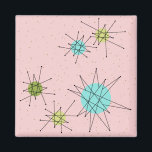 Pink Iconic Atomic Starbursts Magnet<br><div class="desc">This Pink Iconic Atomic Starbursts Magnet pattern features iconic atomic starbursts. That’s right! The old school, First Lady Pink coloured background with gold speckles is the perfect backdrop for the vibrant turquoise, soothing celery, and kitschy pear green coloured circles. The spots of colour are sporadically placed in various sizes with...</div>