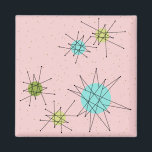 Pink Iconic Atomic Starbursts Magnet<br><div class="desc">This Pink Iconic Atomic Starbursts Magnet pattern features iconic atomic starbursts. That’s right! The old school, First Lady Pink coloured background with gold speckles is the perfect backdrop for the vibrant turquoise, soothing celery, and kitschy pear green coloured circles. The spots of colour are sporadically placed in various sizes with...</div>