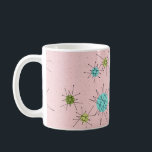 Pink Iconic Atomic Starbursts Mug<br><div class="desc">This Pink Iconic Atomic Starbursts Mug pattern features iconic atomic starbursts. That’s right! The old school, First Lady Pink coloured background with gold speckles is the perfect backdrop for the vibrant turquoise, soothing celery, and kitschy pear green coloured circles. The spots of colour are sporadically placed in various sizes with...</div>