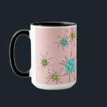 Pink Iconic Atomic Starbursts Mug<br><div class="desc">This Pink Iconic Atomic Starbursts Mug pattern features iconic atomic starbursts. That’s right! The old school, First Lady Pink coloured background with gold speckles is the perfect backdrop for the vibrant turquoise, soothing celery, and kitschy pear green coloured circles. The spots of colour are sporadically placed in various sizes with...</div>