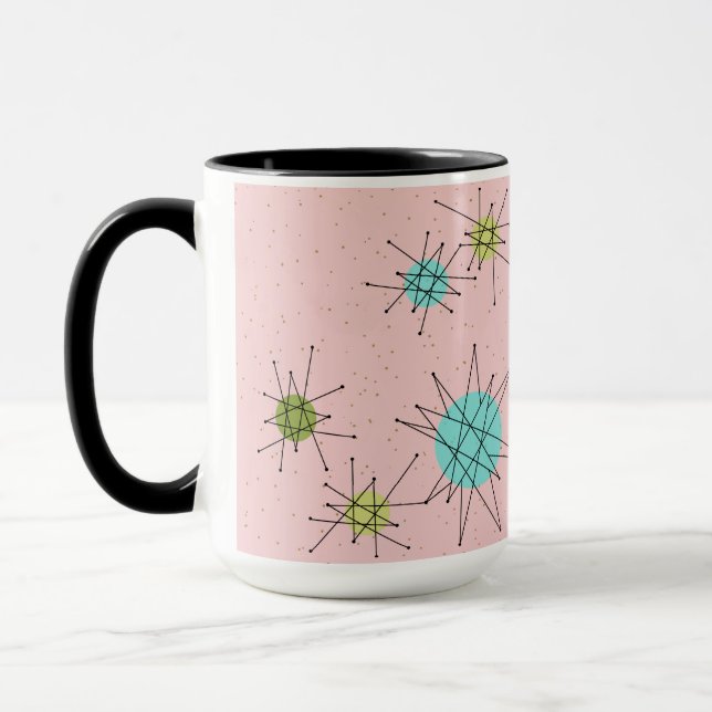 Pink Iconic Atomic Starbursts Mug (Left)