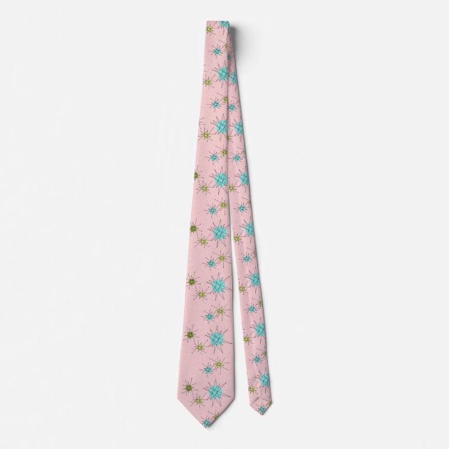 Pink Iconic Atomic Starbursts Necktie (Front)