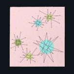 Pink Iconic Atomic Starbursts Notepad<br><div class="desc">This Pink Iconic Atomic Starbursts Notepad pattern features iconic atomic starbursts. That’s right! The old school, First Lady Pink coloured background with gold speckles is the perfect backdrop for the vibrant turquoise, soothing celery, and kitschy pear green coloured circles. The spots of colour are sporadically placed in various sizes with...</div>