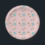 Pink Iconic Atomic Starbursts Paper Plates<br><div class="desc">This Pink Iconic Atomic Starbursts Paper Plate pattern features iconic atomic starbursts. That’s right! The old school, First Lady Pink coloured background with gold speckles is the perfect backdrop for the vibrant turquoise, soothing celery, and kitschy pear green coloured circles. The spots of colour are sporadically placed in various sizes...</div>