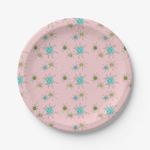 Pink Iconic Atomic Starbursts Paper Plates