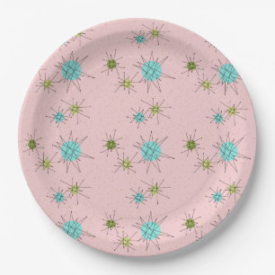 Pink Iconic Atomic Starbursts Paper Plates