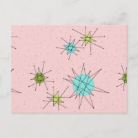 Pink Iconic Atomic Starbursts Postcard