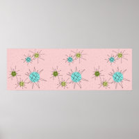 Pink Iconic Atomic Starbursts Poster