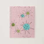 Pink Iconic Atomic Starbursts Puzzle<br><div class="desc">This Pink Iconic Atomic Starbursts Puzzle pattern features iconic atomic starbursts. That’s right! The old school, First Lady Pink coloured background with gold speckles is the perfect backdrop for the vibrant turquoise, soothing celery, and kitschy pear green coloured circles. The spots of colour are sporadically placed in various sizes with...</div>