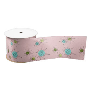 Pink Iconic Atomic Starbursts Ribbon Satin Ribbon