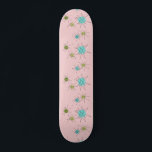 Pink Iconic Atomic Starbursts Skateboard<br><div class="desc">This Pink Iconic Atomic Starbursts Skateboard pattern features iconic atomic starbursts. That’s right! The old school, First Lady Pink coloured background with gold speckles is the perfect backdrop for the vibrant turquoise, soothing celery, and kitschy pear green coloured circles. The spots of colour are sporadically placed in various sizes with...</div>