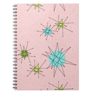 Pink Iconic Atomic Starbursts Spiral Notebook
