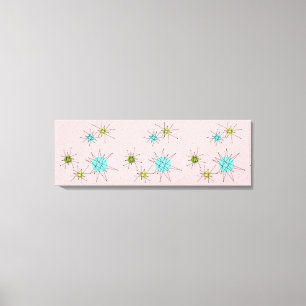 Pink Iconic Atomic Starbursts Stretched Canvas Print