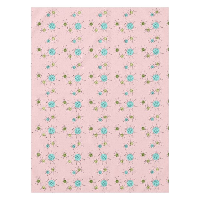Pink Iconic Atomic Starbursts Tablecloth (Front)