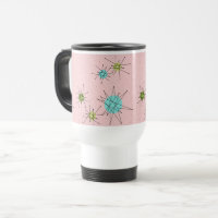 Pink Iconic Atomic Starbursts Travel Mug