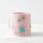 Pink Iconic Atomic Starbursts Two-Tone Mug<br><div class="desc">This Pink Iconic Atomic Starbursts Two-Tone Mug pattern features iconic atomic starbursts. That’s right! The old school, First Lady Pink coloured background with gold speckles is the perfect backdrop for the vibrant turquoise, soothing celery, and kitschy pear green coloured circles. The spots of colour are sporadically placed in various sizes...</div>