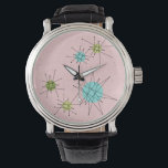 Pink Iconic Atomic Starbursts Watch<br><div class="desc">This Pink Iconic Atomic Starbursts Watch pattern features iconic atomic starbursts. That’s right! The old school, First Lady Pink coloured background with gold speckles is the perfect backdrop for the vibrant turquoise, soothing celery, and kitschy pear green coloured circles. The spots of colour are sporadically placed in various sizes with...</div>