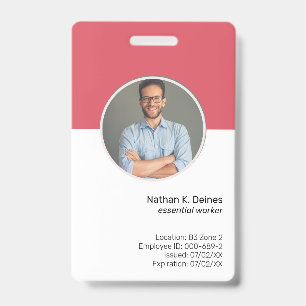 Pink ID   Employee Photo ID Company Security Badge