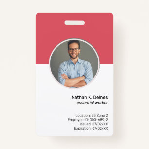 Pink ID   Employee Photo ID Company Security ID Badge