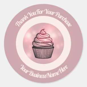 Pink illuminated cupcake business logo stickers