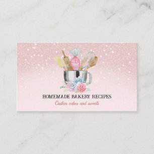 Pink Illustrated Shiny Bakery Business Card
