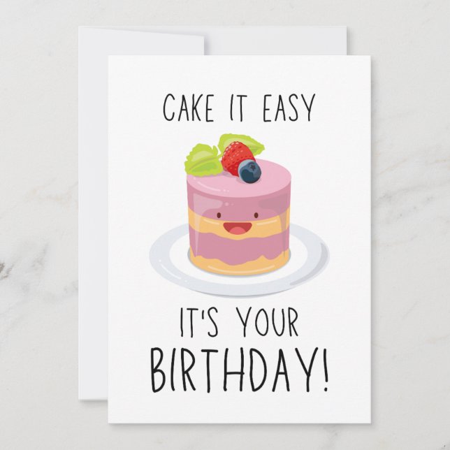 Pink Illustrated Simple Funny Birthday Card (Front)