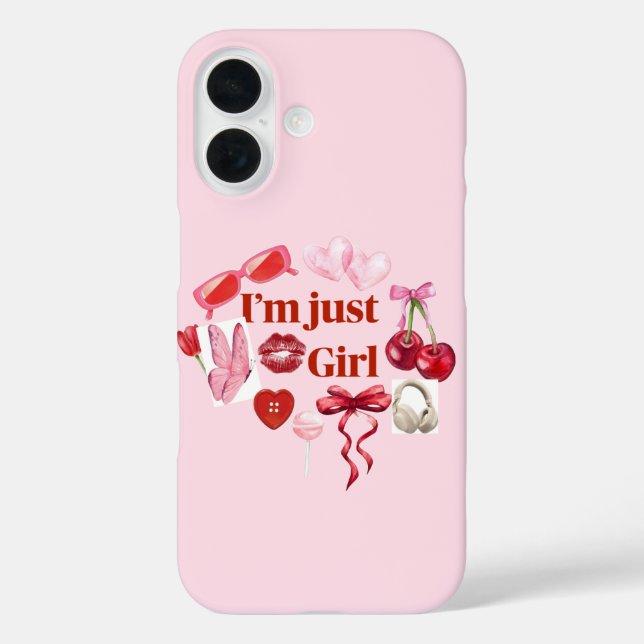 Pink “I'm Just Girl” Phone Case – Playful Feminine (Back)
