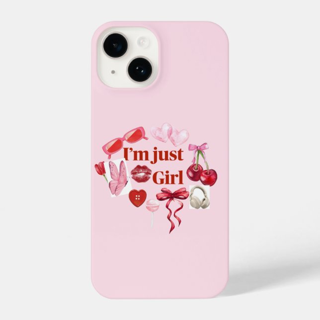 Pink “I'm Just Girl” Phone Case – Playful Feminine (Back)