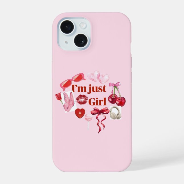 Pink “I'm Just Girl” Phone Case – Playful Feminine (Back)