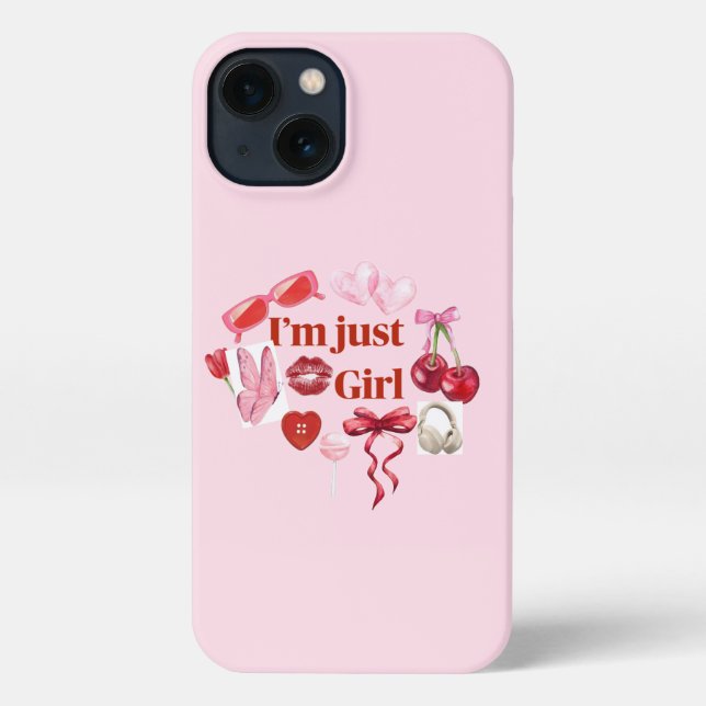 Pink “I'm Just Girl” Phone Case – Playful Feminine (Back)