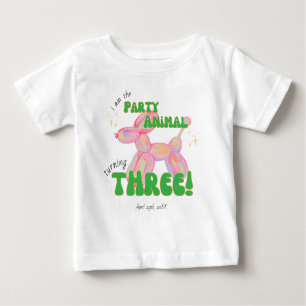 Pink I'm the Party Balloon Animal 3rd Birthday Baby T-Shirt