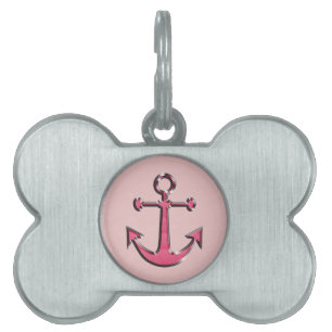 Pink Image of Metallic Anchor Pet Name Tag