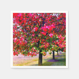 Pink impressionistic Autumn Leaves Napkin