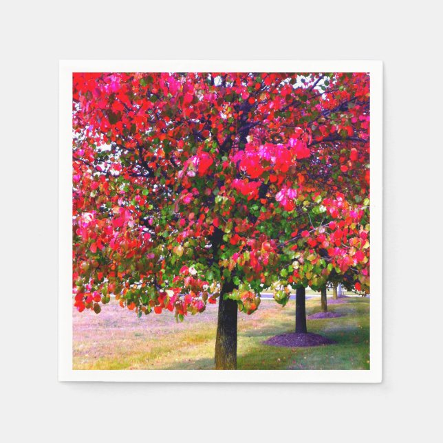 Pink impressionistic Autumn Leaves Napkin (Front)
