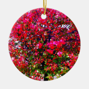 Pink impressionistic Autumn Leaves trees Ceramic Tree Decoration