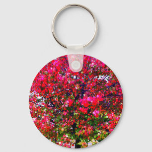 Pink impressionistic Autumn Leaves trees Key Ring