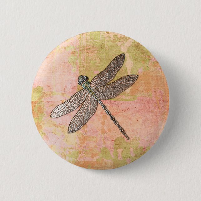 Pink Impressions Dragonfly 6 Cm Round Badge (Front)