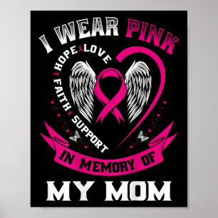 Pink In Memory Of My Mom Breast Cancer Awareness B Poster