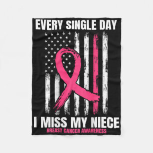 Pink In Memory Of My Niece Breast Cancer Usa Flag Fleece Blanket