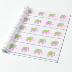 Pink Indian Elephants Wrapping Paper