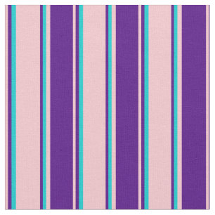 Pink, Indigo & Dark Turquoise Coloured Stripes Fabric