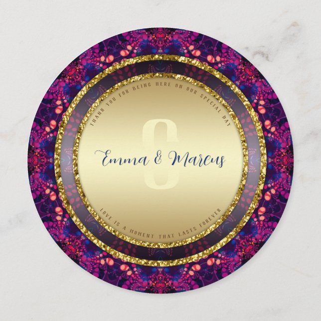 Pink Indigo Modern Batik Magical Mandala Menu (Back)